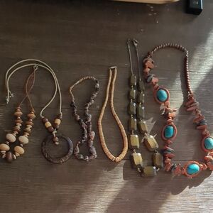 6 Bohemian Beaded Necklace Set - Earth Tones